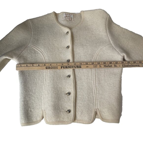 Vtg Tally Ho Cardigan Sweater Jacket Womens 8 Off-White Gold Secretary Old Money - Picture 10 of 14
